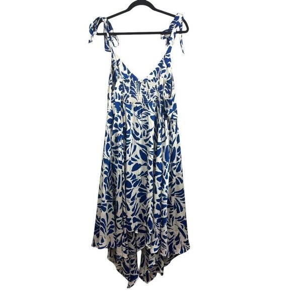 ALEXIS X TARGET BLUE BOTANICAL TIE STRAP ASYMMETRICAL HEM DRESS 2x - Picture 3 of 6